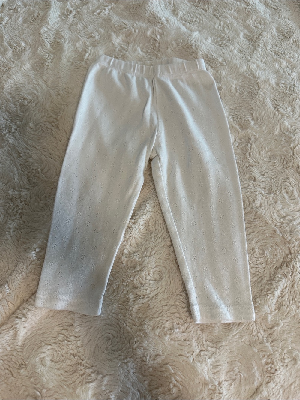 100% Organic Cotton White Eyelet Stretch Leggings - Comfortable Everyday Wear